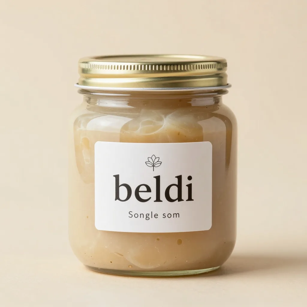 A large jar of beldi soap on a light background